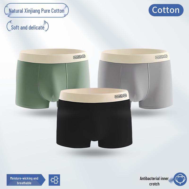 Men's 7A Antibacterial Pure Cotton Boxer Briefs - Breathable Sports Underwear for Teens and Adults