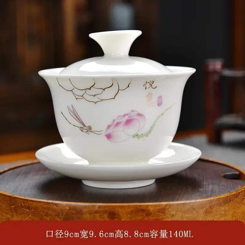 Chinese Handmade Sancai Gaiwan Ceramic Tea Tureen with Lid Bowl Saucer Teacups Teaware Home Decor Kung Fu Porcelanas Tea Cup