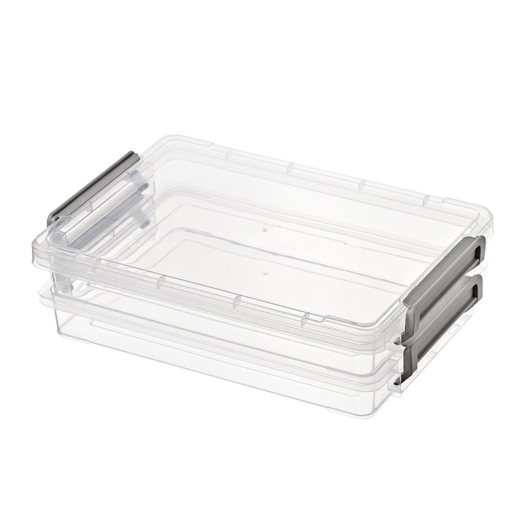 2pcs Plastic Portable File Box Stackable Dustproof Protective Clear  Document Case for Document Ph