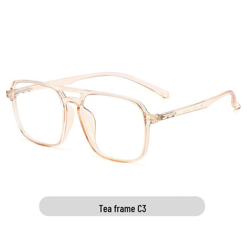 Unisex TR90 Anti-Blue Light Glasses Frame - Street Style, Double Bridge, Flat Lenses