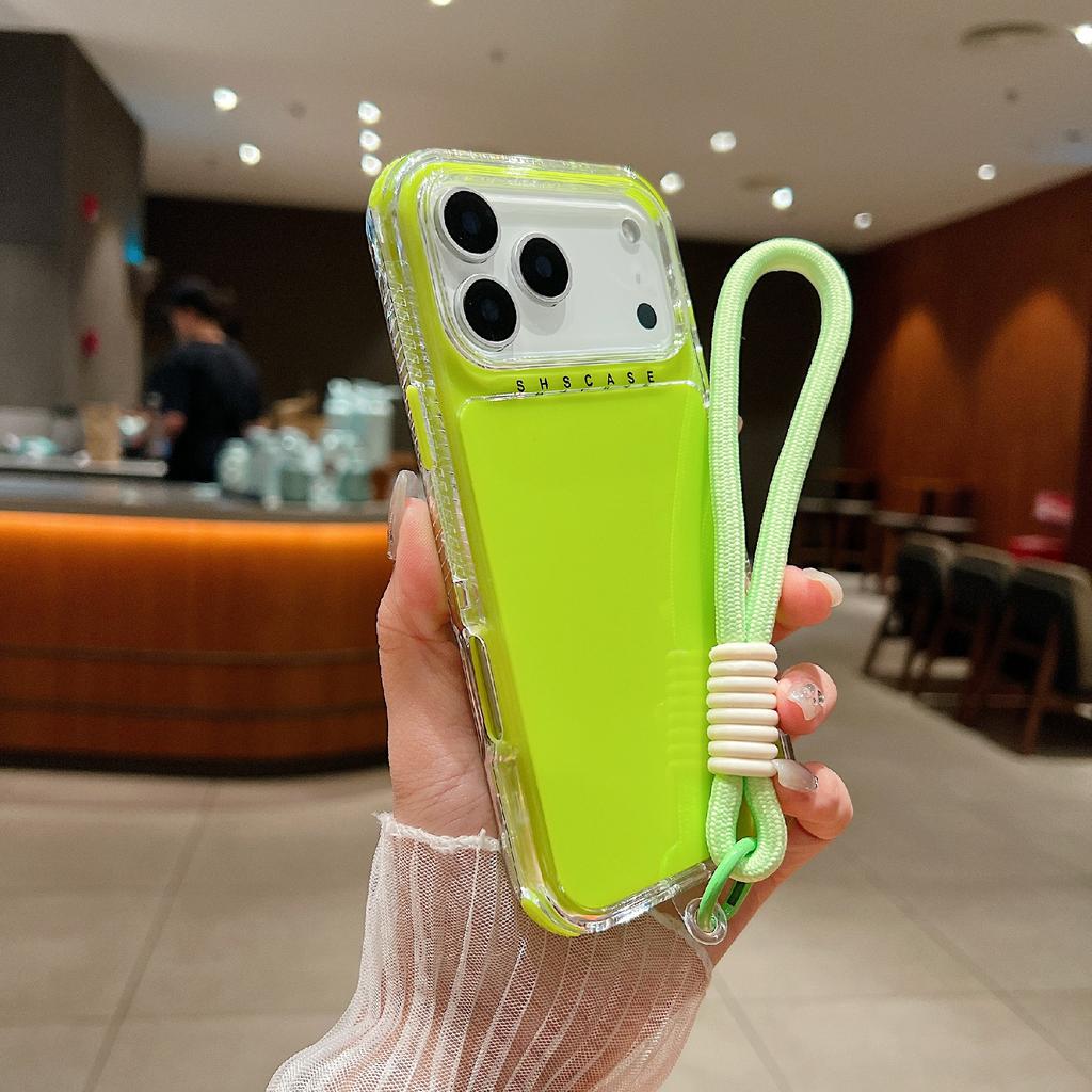 For iPhone 17 Pro Case 3 In 1 Drop-Proof PC+TPU Phone Back Cover with Wrist Strap