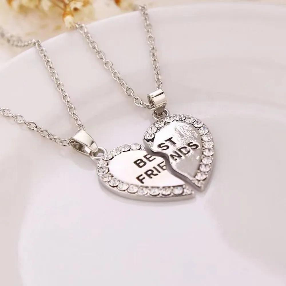 Love English Best Friends Heart Necklace Good Friends Choker Statement Pendant Jewelry Accessory