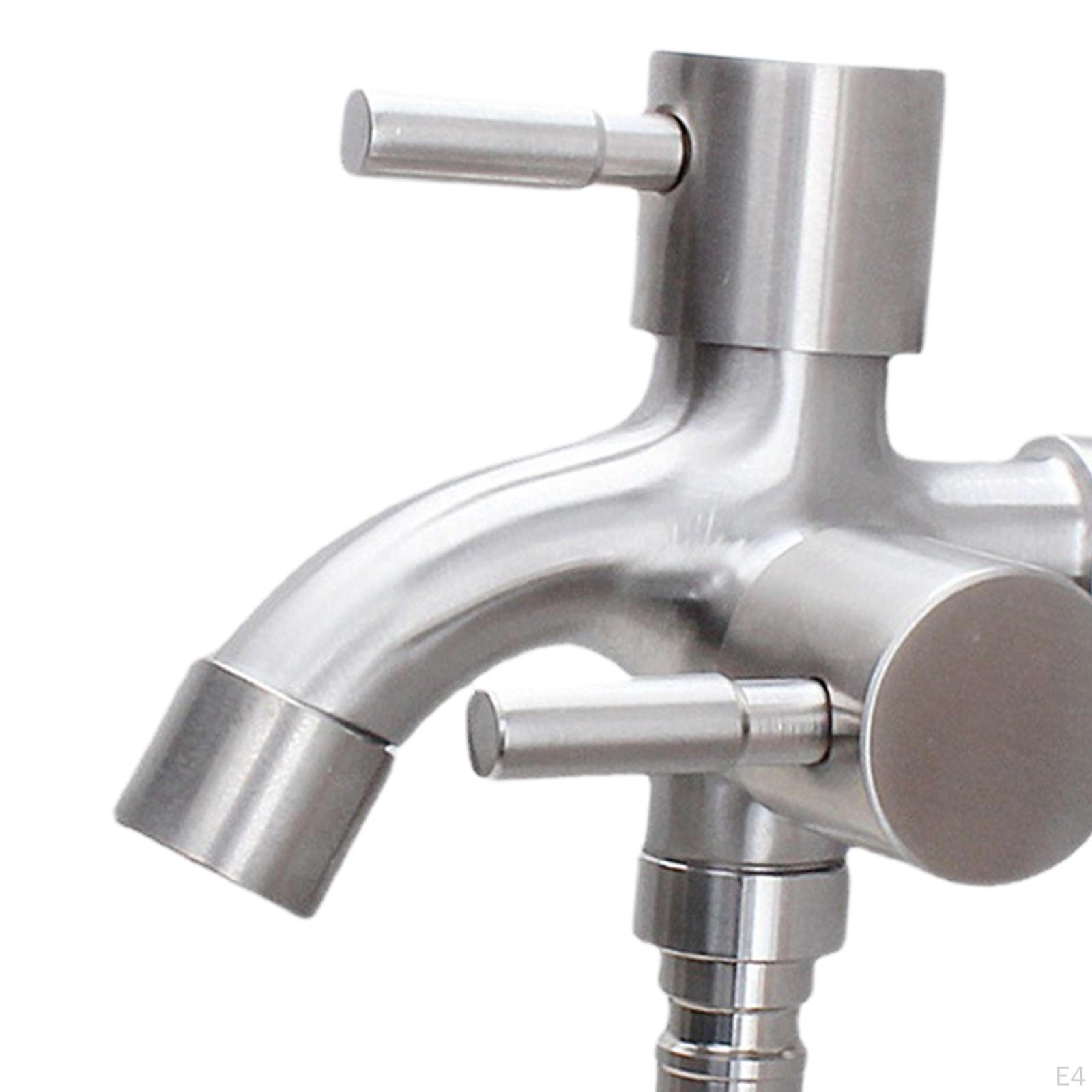 Смеситель для воды из нержавеющей стали для раковины стиральной машины с 2 ручками — фото 6