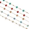 1Meter/Lot Stainless Steel Pearl Braided Flowers Flat Link Chains for DIY Handmade Jewelry Bracelet Necklace Accessories
