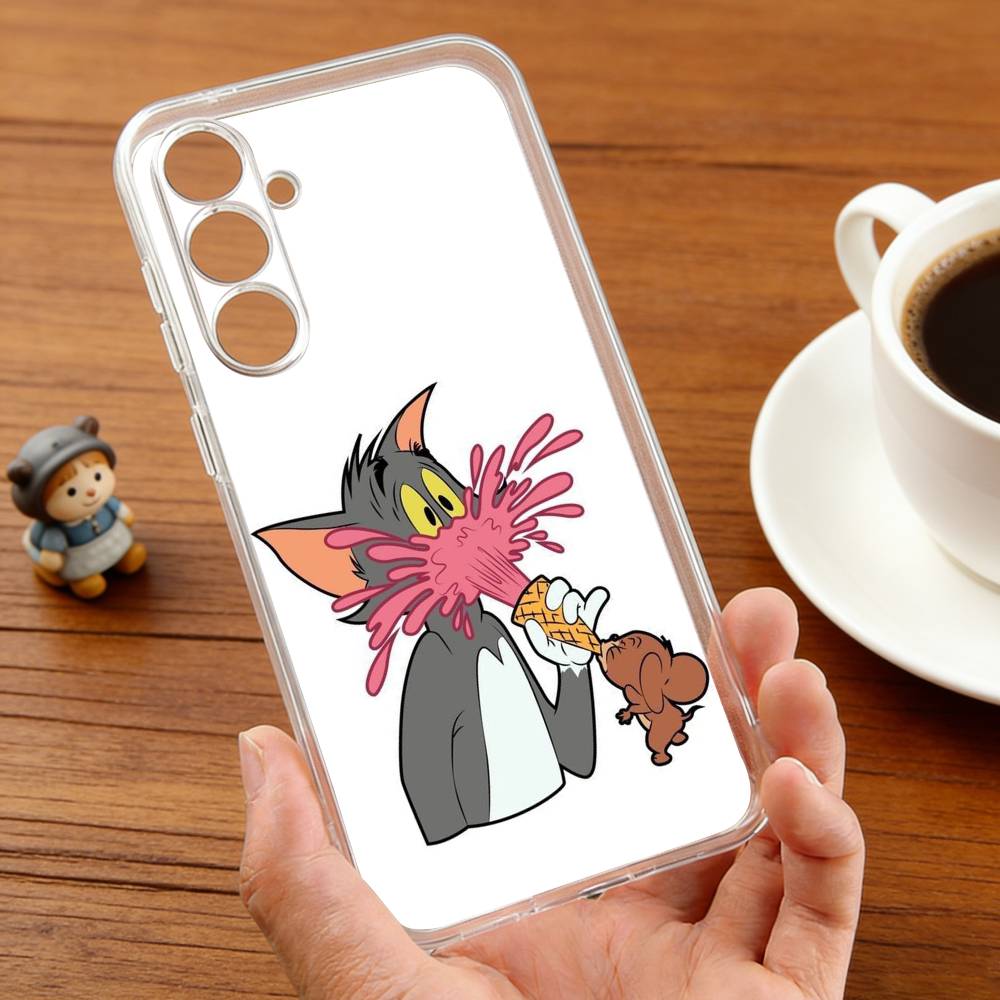 F-Funny TomS Cartoon J-JerryS phone Case For Samsung S30,23,21,22,20, FE lite,S10,9,8,7 PIus Note20ultra Soft Transparent