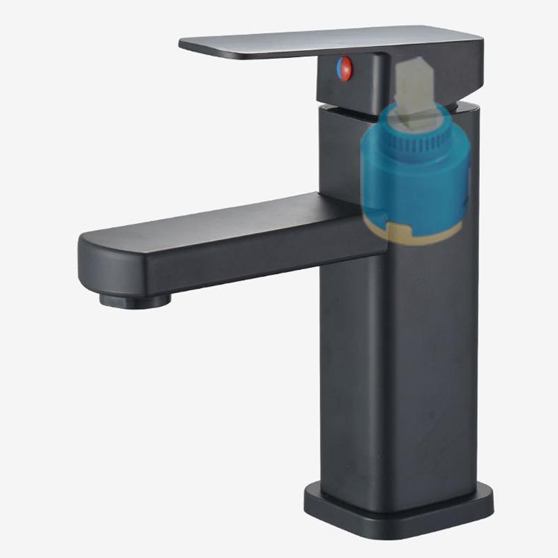 Bathroom Faucet Hot&Cold Mixer Tap Deck Mounted Bathroom Basin Faucets Black Square Washbasin Sink Bathtub Faucet