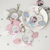 Durable Waterproof Pendant Keychain Angel Wings Clear Window Photocard Holder Pu Leather Badge Holder