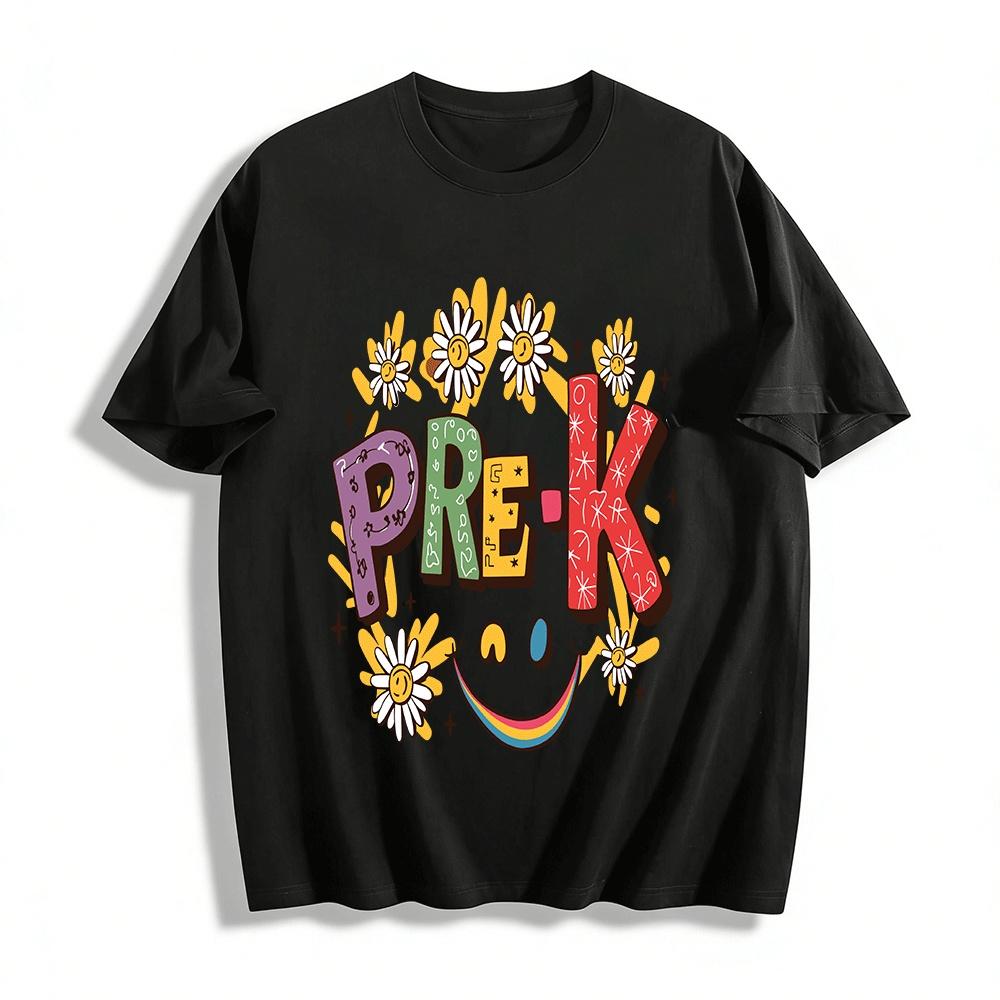 

Cute Pre-K Themed Printed Kids T-shirt For Preschoolers Pure cotton T-shirt 6XL