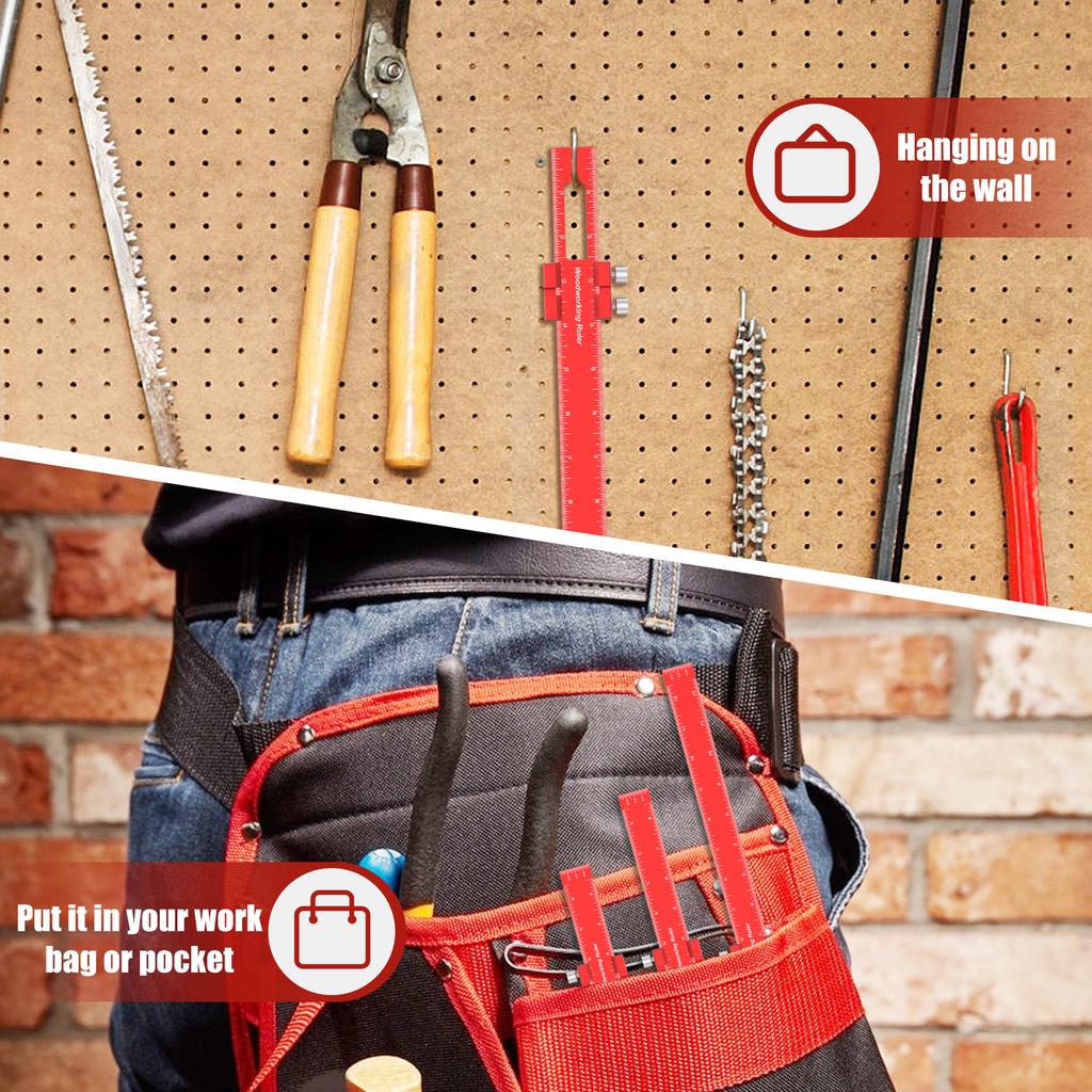 3Pcs Woodworking Ruler Precision 6 8 12 Inch Wood Marking Ruler T Track Woodworking Scribing Ruler Woodworking Measuring Ruler