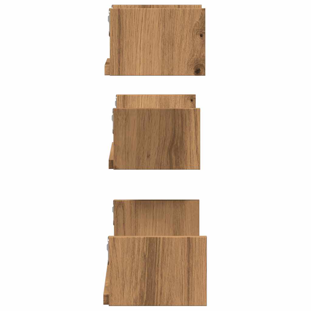 3-Piece wall decoration storage shelf, decorative wall-mounted display rack, artist oak engineered wood