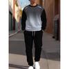 Herbst Freizeit Herren Langarm Set Trendiger Farbverlauf Print Outdoor Rundhals Langarm Oberteil & Lässige Hose Zweiteiliges Set