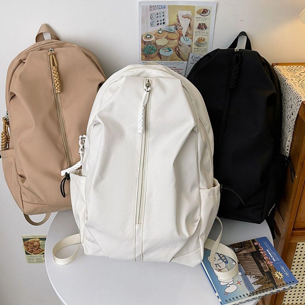 

High Capacity Trendy Ins Backpack Polyester School Bags Fashion Casual Schoolbags College Students хакі