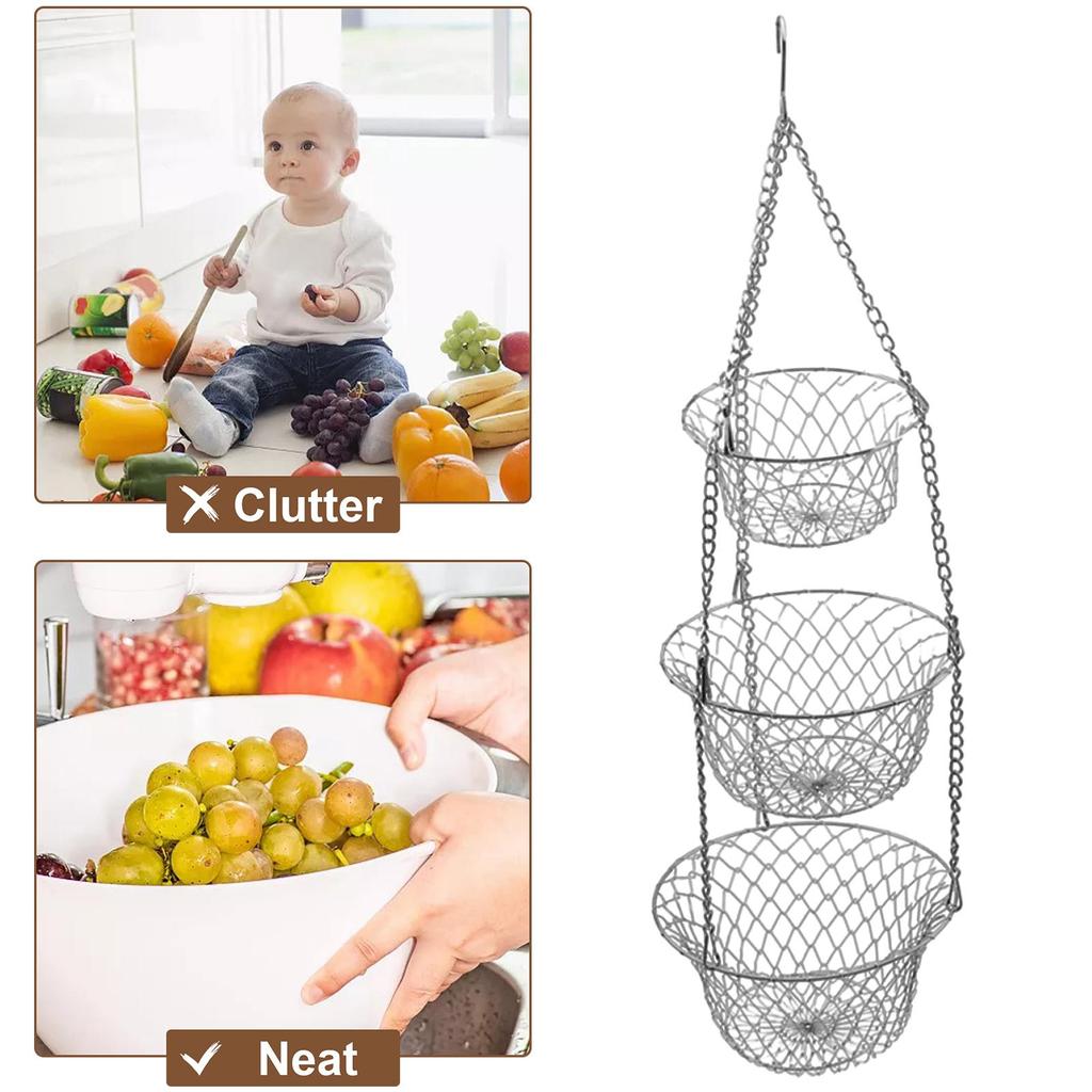 Fruit And Vegetable Basket, Hanger, Storage Holder, Kitchen Organizer