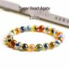 Rainbow Agate Heart Bead Bracelet: White, Blue & Yellow