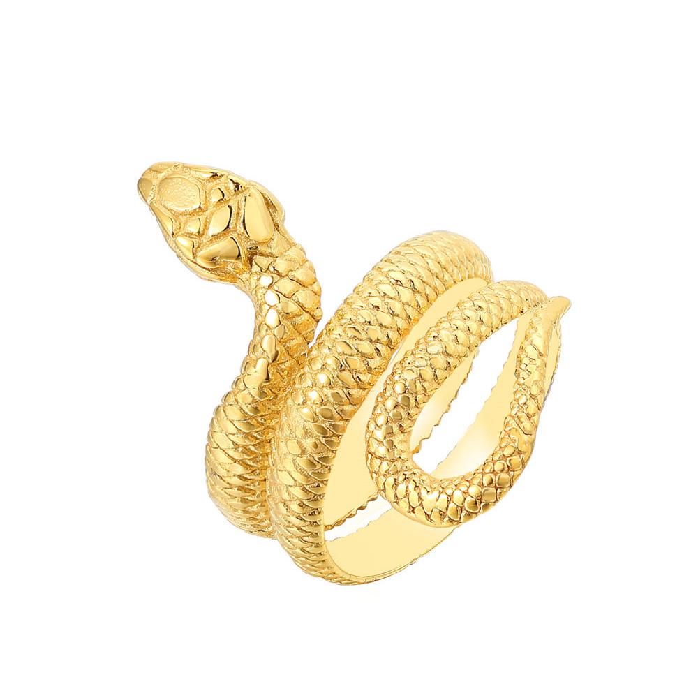 Punk Fashion Stainless Steel Snake Ring For Men Women Vintage Biker Hip Hop Couple Animal Ring Simple Jewelry Gifts