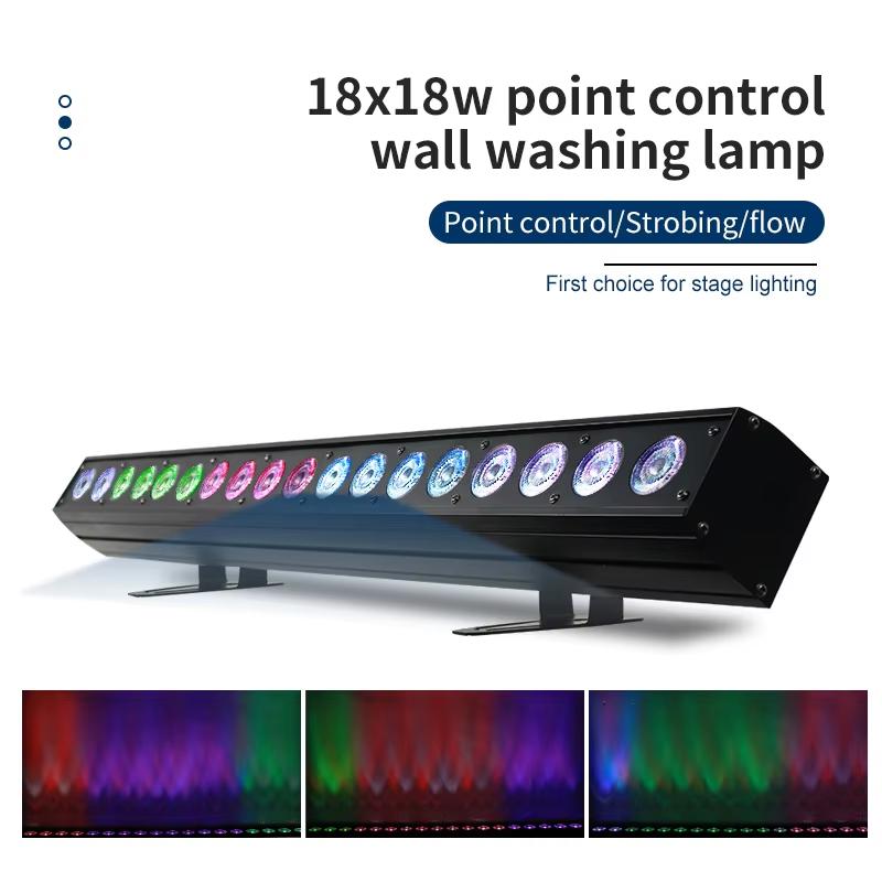 18x18W Pixel Control 6in1 RGBWA UV Wall Washer with DMX Linear Strip Light Indoor Flowing Lighting Effect