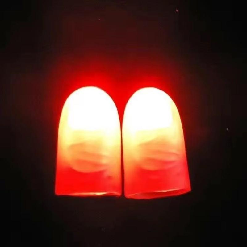 1/5pcs Fake Thumb Tip Light Up Finger Magic Trick Close-Up Novelty Toys Funny Prank Props for Party Fun LED Glow Festival Gift