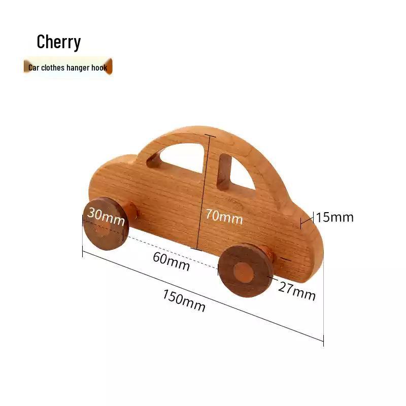 Solid Wood No-Drill Adhesive Coat Hook for Car or Home Entryway