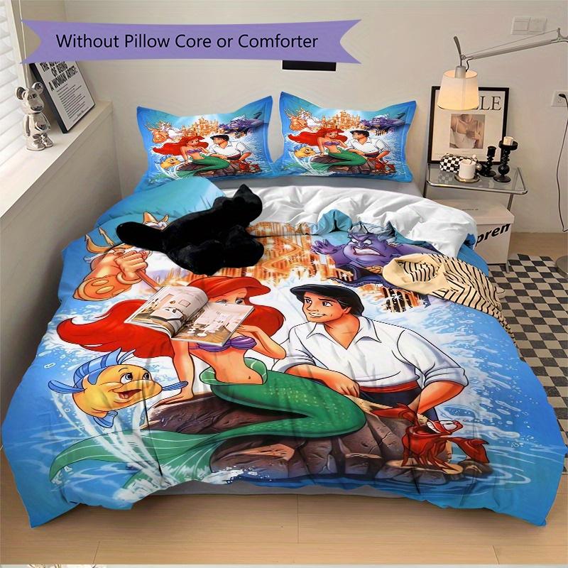 3pcs Princess Ariel The Little Mermaid Underwater Bedding Set Includes Quilt Cover and Pillowcases, Suitable for All Seasons S083