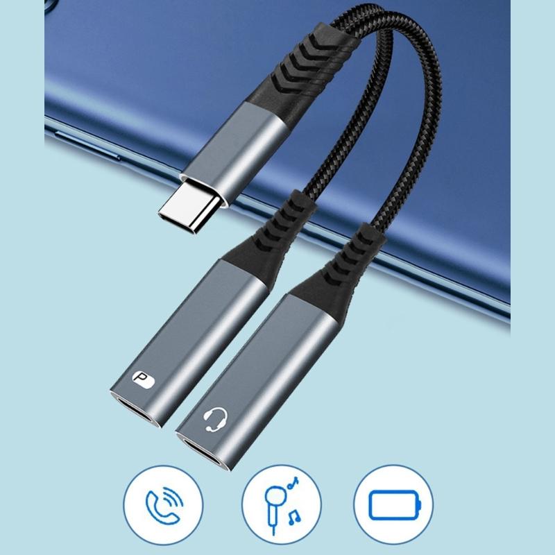 Two Port USB C To USB A OTG Cable 18W Fast Charging Braided Design Compatibles Multiple Devices