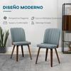 Set of 2 Modern Dining Chairs with Seat Upholstered In Synthetic Leather and Wooden Legs 47.5x57x85cm Gray