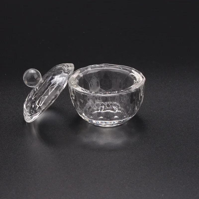 New Nail Art Crystal Glass Acrylic Powder Liquid Nail Cup Dappen Dish Lid Bowl Cup Holder Equipment Crystal Glass Nail Art Tools