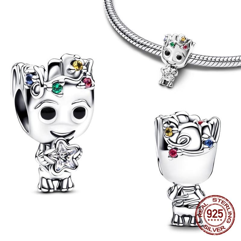 Tree Spirit Cheshire Cat Stitch Bead Giant Dumbo charms plata de ley 925 original Fit Bracelet DIY Jewelry Making Women's Gift