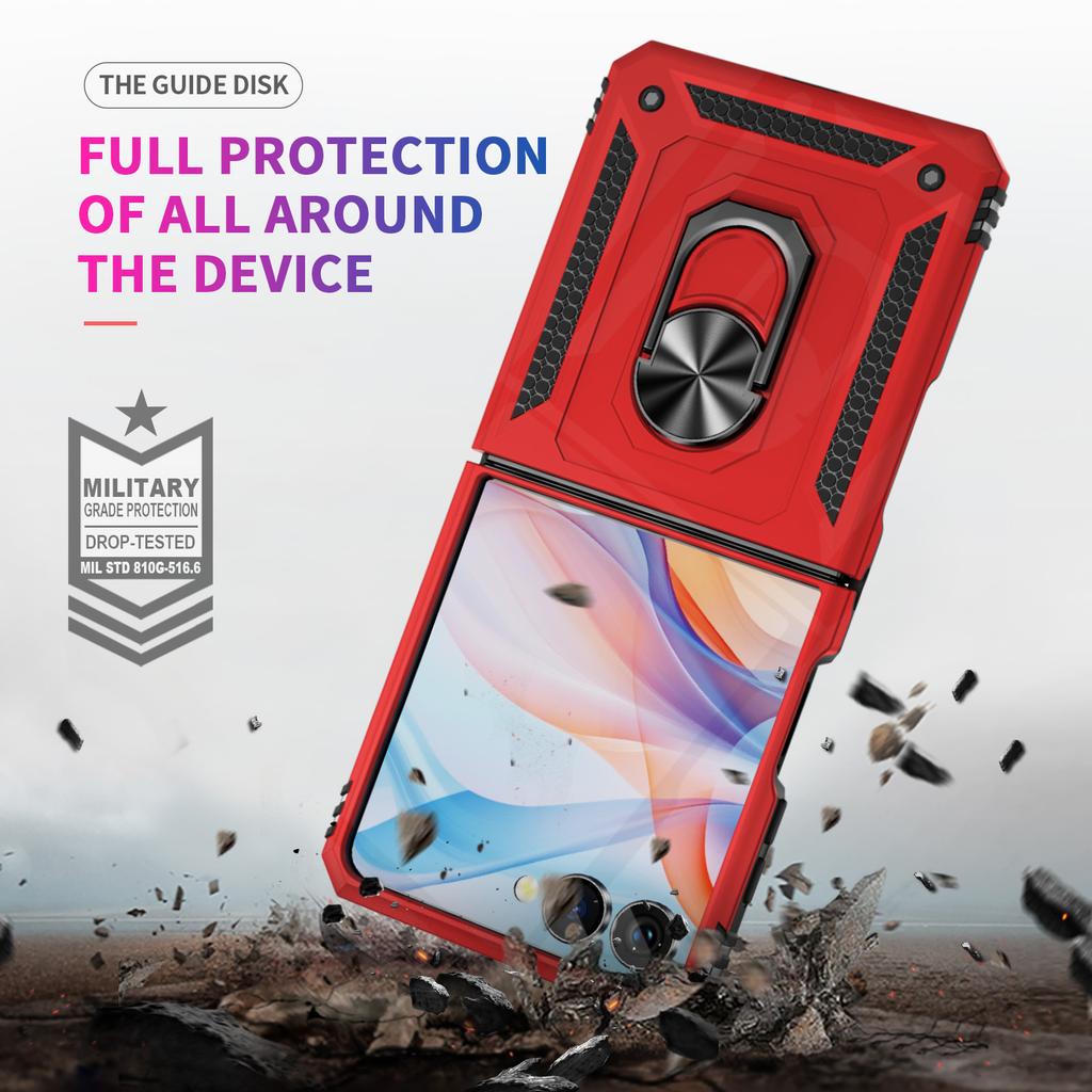 Military-grade Shockproof Phone Case For Samsung Galaxy Z Flip 7 Armor Ring Stand Holder Protective Case For Z Flip 7 FE 6 5 4 3