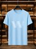 2026 New Arrival 100 Cotton Tshirt Strip Splicing Creative Big W Letter Minimal Print Crew Neck Casual Short Sleeve