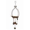 Rust-Colored Small Birdhouse Feeder with Bell Wind Chime.