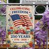 2D Flat Decorative 8×12 Inch Aluminum Plaque Metal Sign | 250 Years Independence Day (1776-2026): Celebrating Freedom with US Flag & Floral Design