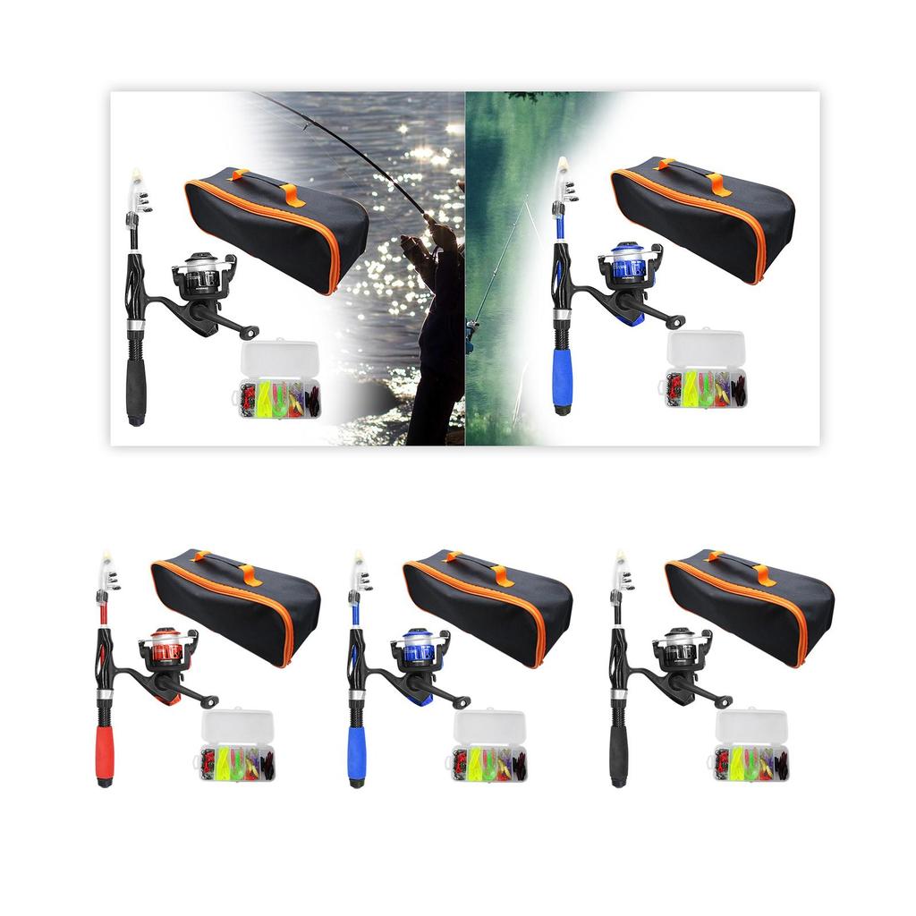 Children's Fishing Rod, Telescopic Reel, Lures, Portable Fiberglass