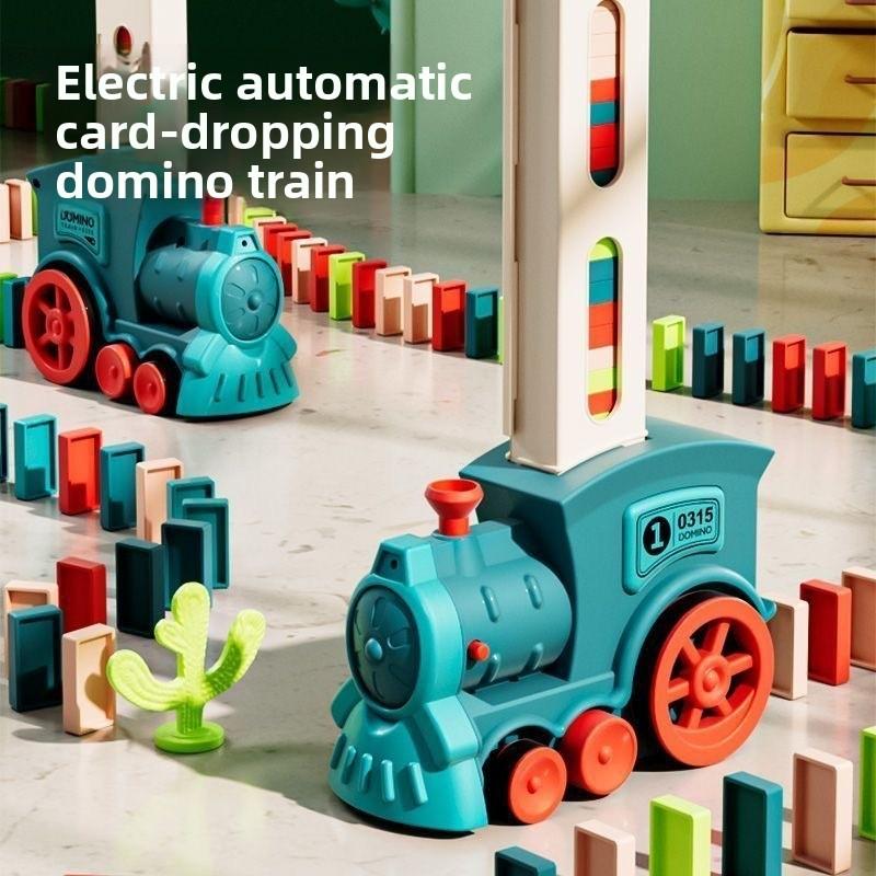 Pociąg Domino dla Dzieci Automatyczny Elektryczny Układający Samochód Kolorowy Zestaw Domino Zabawki Edukacyjne Klocki Prezent dla Chłopców Dziewczynek