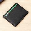 Men's Minimalist Crossgrain Cowhide Leather Card Holder with Logo and Anti-magnetic Feature.