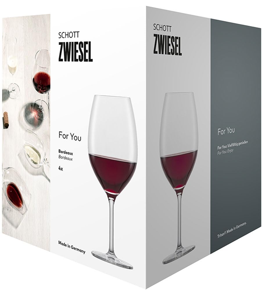 ZWIESEL GLAS Break-Resistant Wine Glasses for You, for Red Wine (Bordeaux), 4-Piece Machine-Made Glass (l121869)
