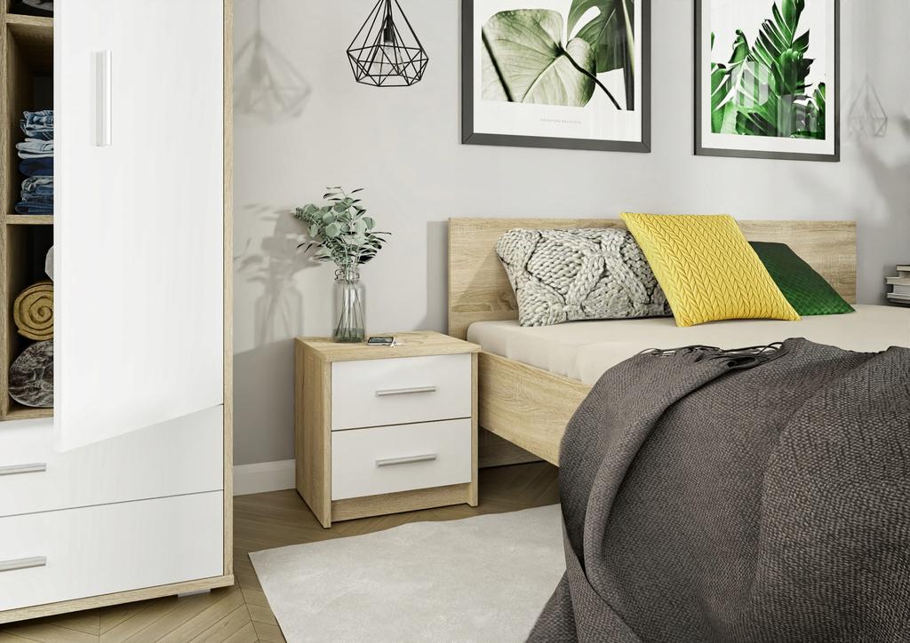 Bedside Table Bodo 2S White-Sonoma