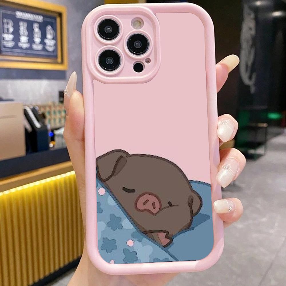Cute black pig pattern phone case suitable for iPhone 17 16 15 14 13 12 11 Pro/Max/Plus anti drop and shockproof back cover