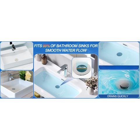 2Pcs Stainless Steel Floor Drain & Basin Drain Combo, Foot Pedal & Pop Up Anti-Odor Hair Catcher Filter For Bathroom Kitchen Sho