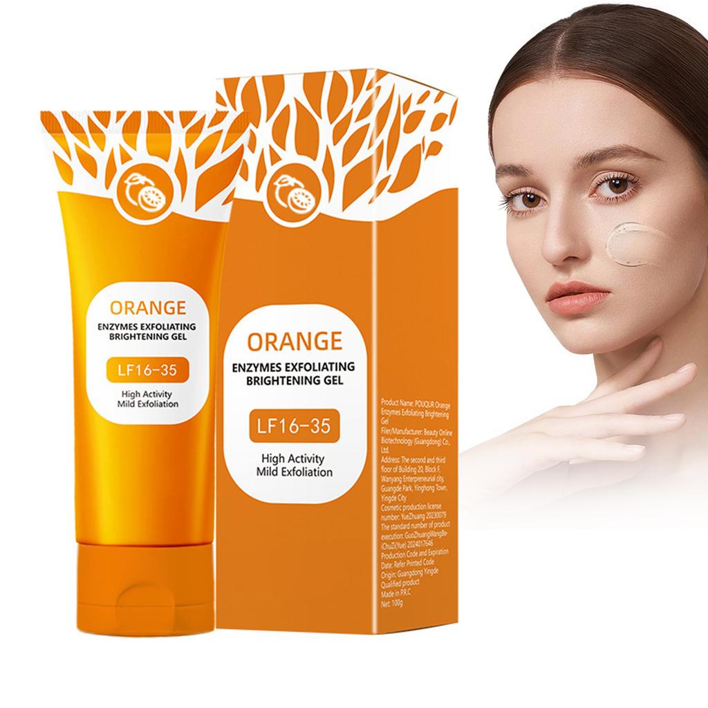 Orange Enzyme Exfoliating Gel Facial Cleansing Scrub for Gentle Skin Care and Deep Pore Cleaning