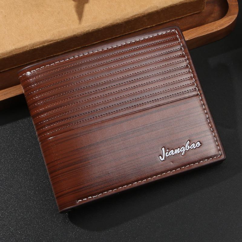 Men's Wallet Retro Printed Strip Short Zipper Bag Promotional Thin Change Bag