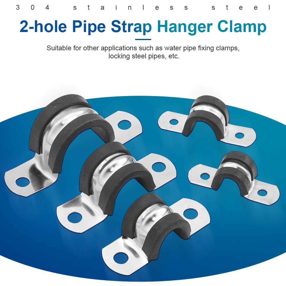 

NINDEJIN 2/5/10pcs Stainless Steel 2-hole Pipe Clamps with Insulated Rubber Pipe Strap Hanger Clamp for Rigid Pipes Hoses Cables M6 10pcs