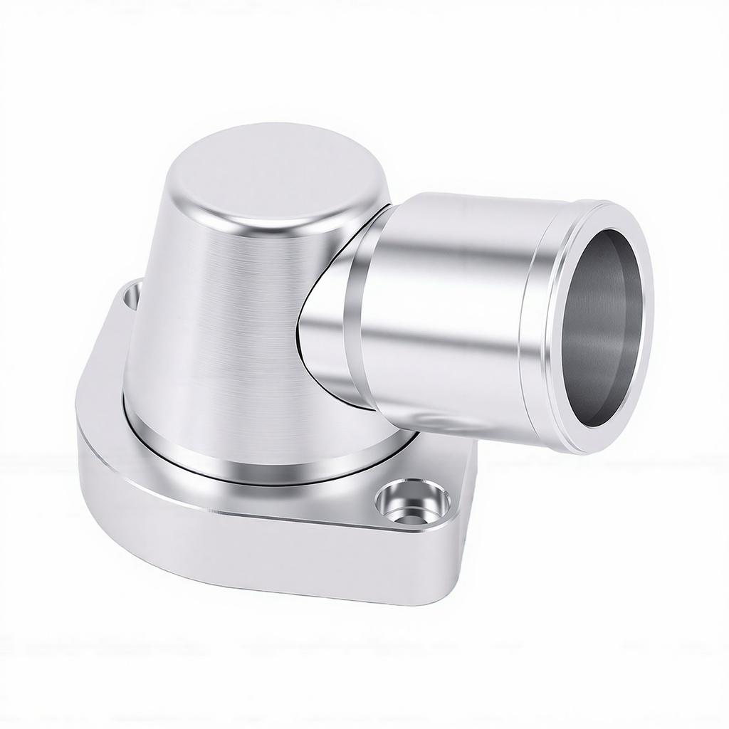 90 Degree Billet Swivel Thermostat Housing Water Neck 1.5in Aluminum Alloy Silver Replacement for LS Engine
