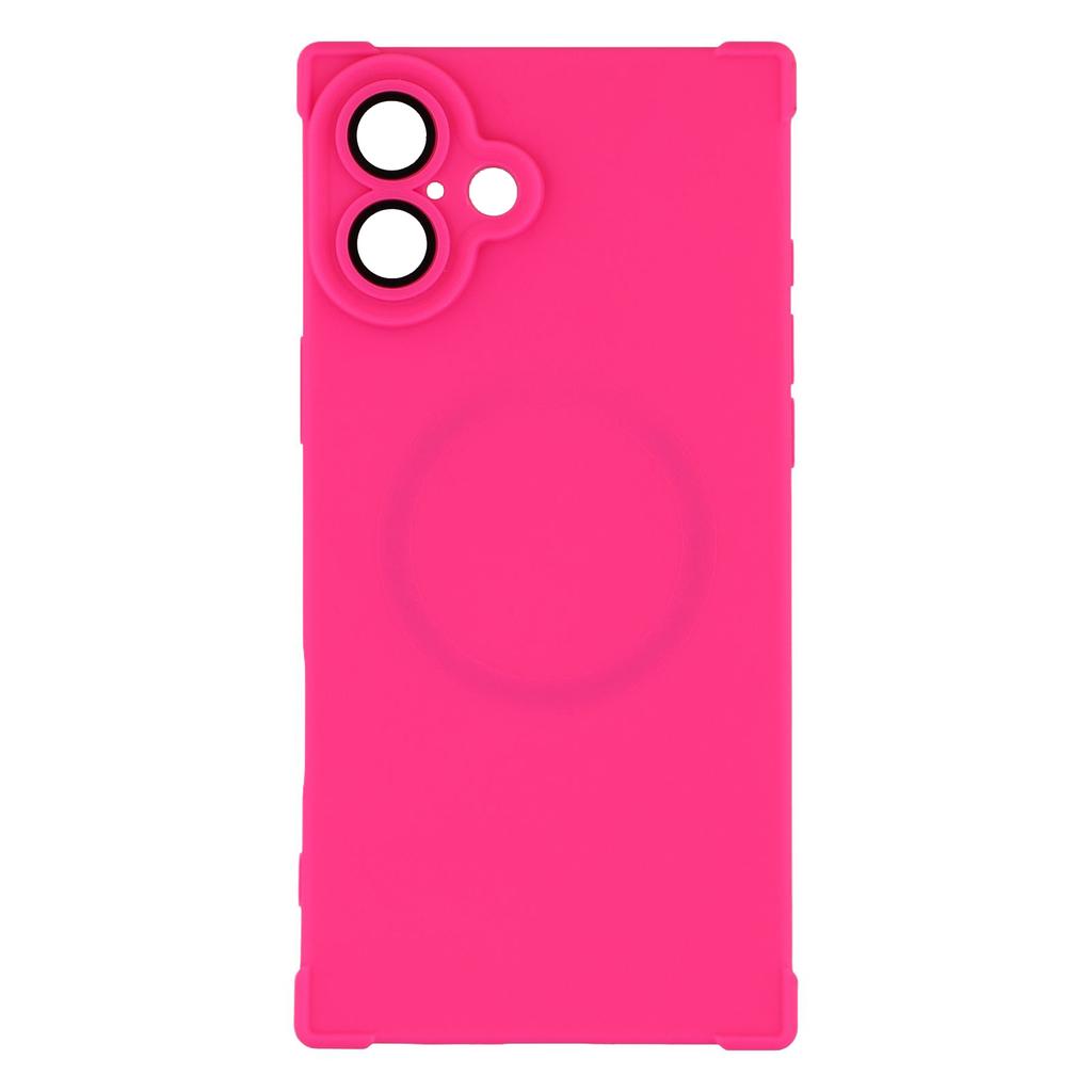 For iPhone 16 Case Compatible with MagSafe Straight Edge TPU Phone Cover with Camera Lens Protector