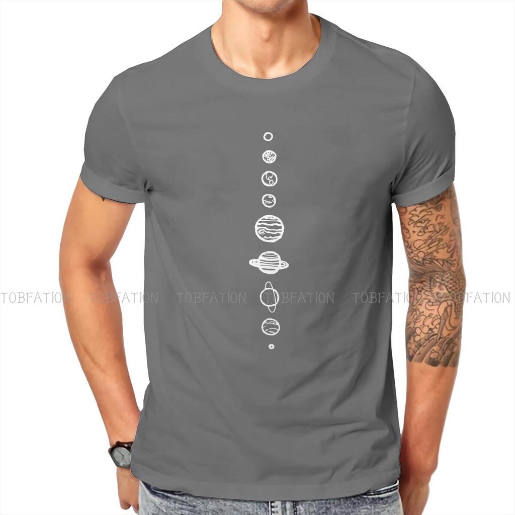 Black  Newest Tshirts Pluto Planet Men Graphic Fabric Tops T Shirt O Neck Big Size