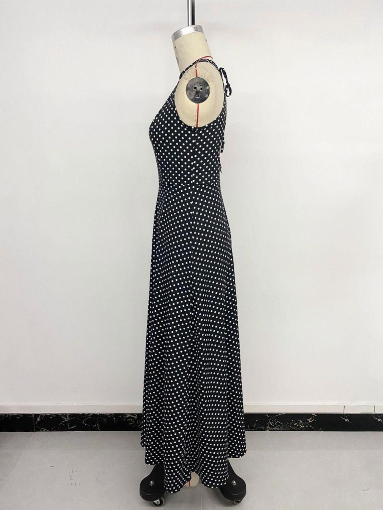 2026 French Retro Polka Dot Sleeveless Backless Dress