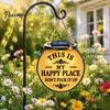 Durable Outdoor Decorative Pendant Luminous Funny Garden Sign, "This Is My Happy Place" Solar Vintage Decor, Farmhouse Cute Light for Patio Wall Art,
