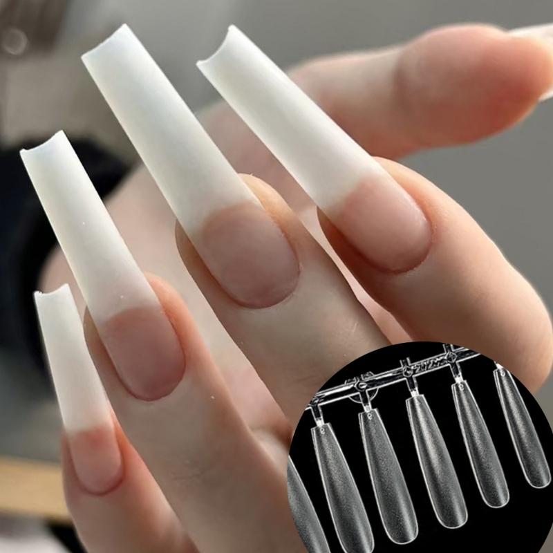 Almond/Stilettos False Nail Tips,Pre-Filed Full Cover Press on Nail Soak Off Soft Gel Fake Nail Tip for Nail Extensions
