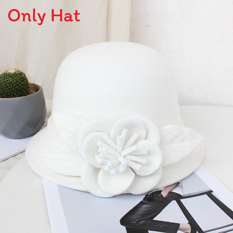 Woolen Cap With Floral Embellishments For Autumn Winter Fashion Girls