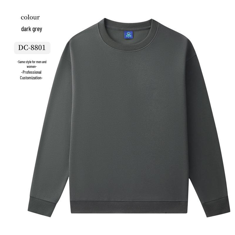 Dark Green Cotton Hoodie with Logo: Corporate Team or Class Uniform, Long Sleeve, Round Neck for Autumn/Winter.