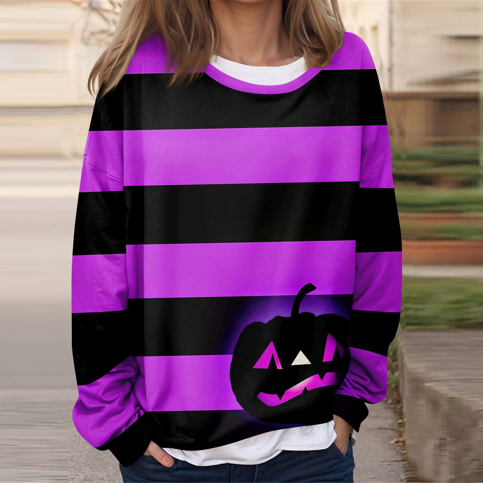 

Женская повседневная мода Хэллоуин принтованный длинный рукав O-образный вырез толстовка многослойный пуловер топ XXL